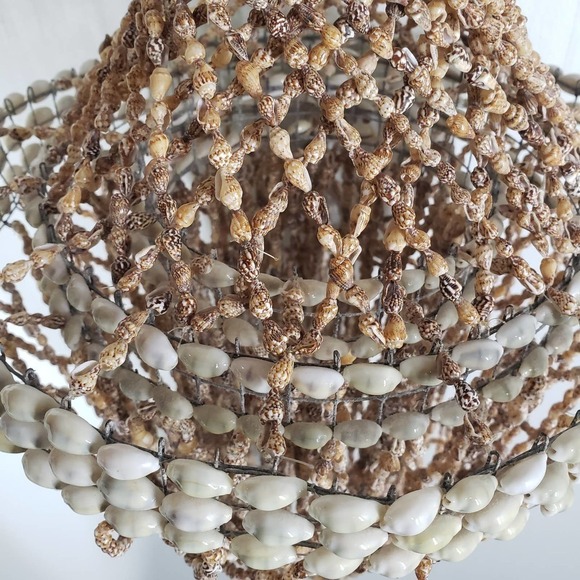 Vintage Puka Shell Chandelier Decor‎ Boho Retro Hanging 25" MCM Hippie - Picture 5 of 15